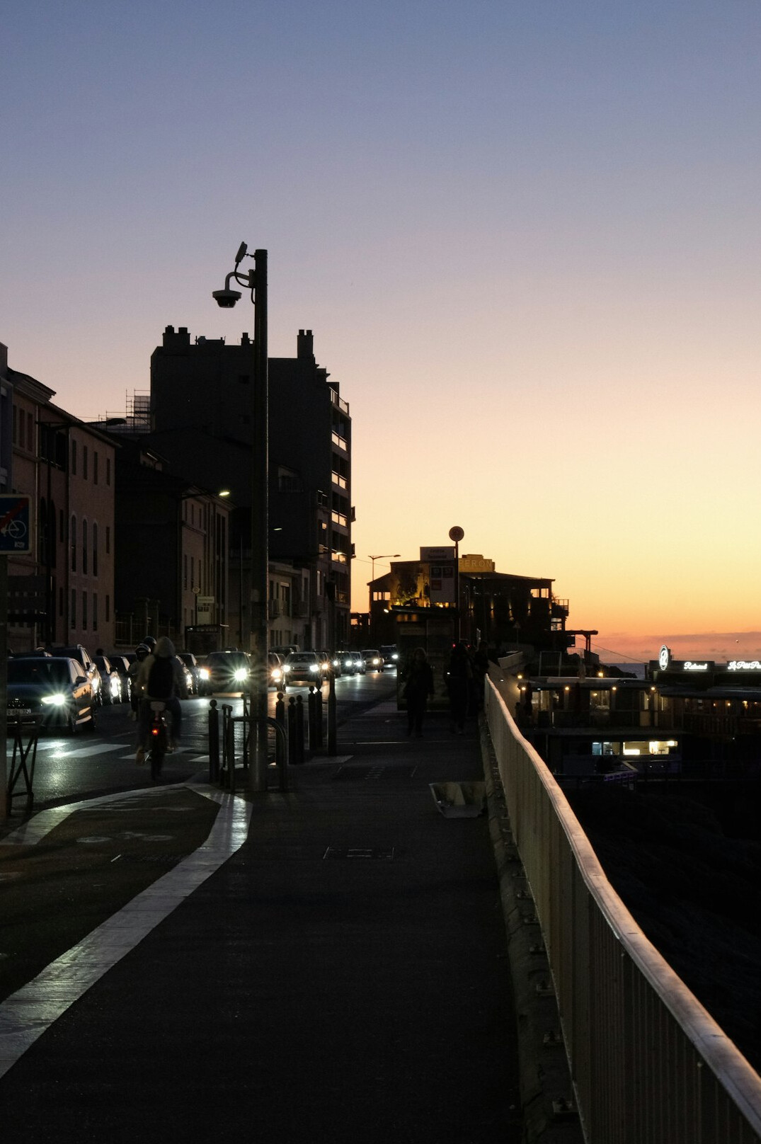 city street at dusk